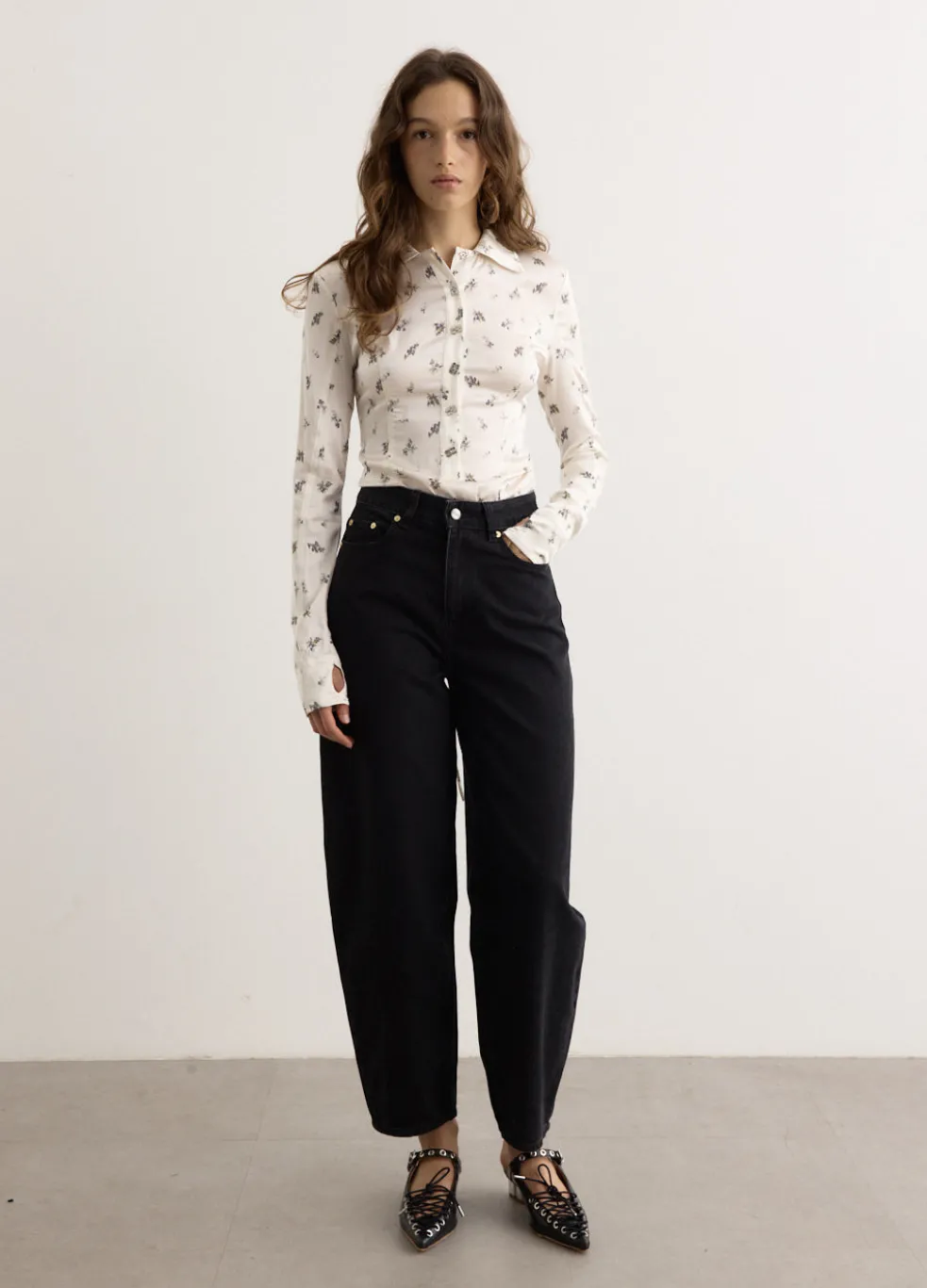 Printed Satin Button Down Bodystocking