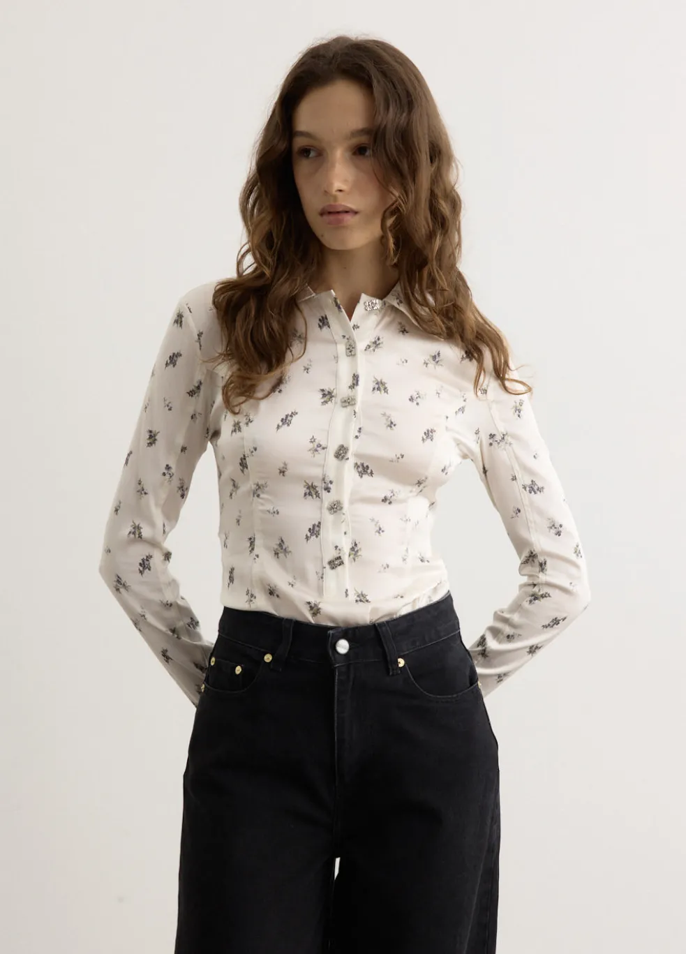 Printed Satin Button Down Bodystocking