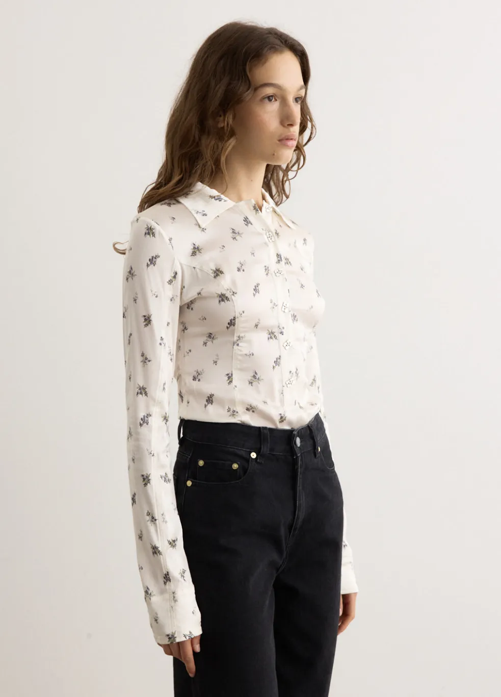 Printed Satin Button Down Bodystocking