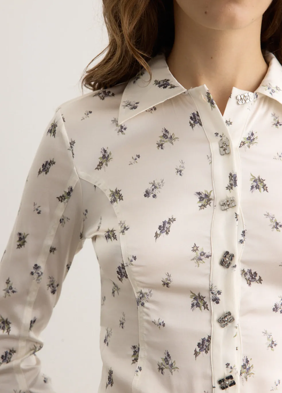 Printed Satin Button Down Bodystocking