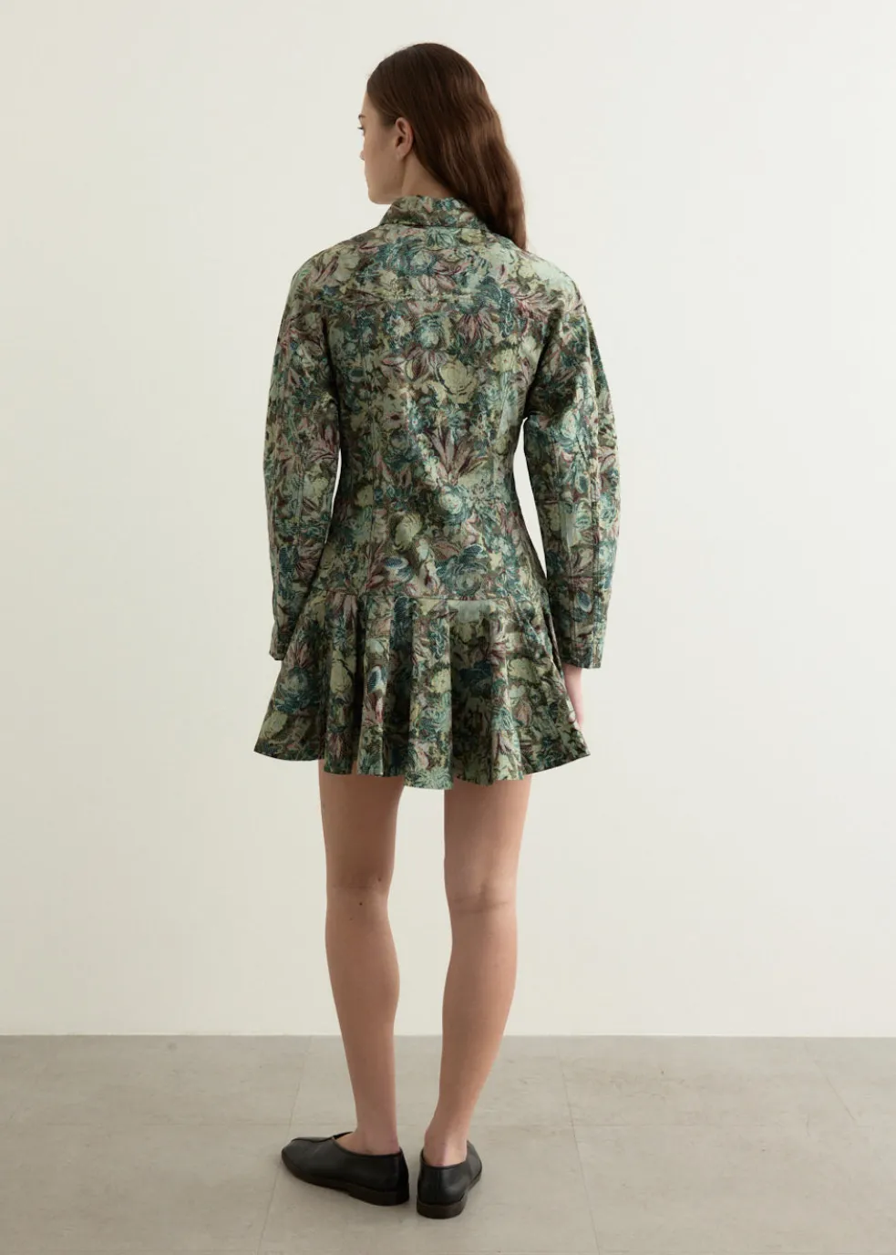 Printed Stretch Cotton Buttoned Mini Dress