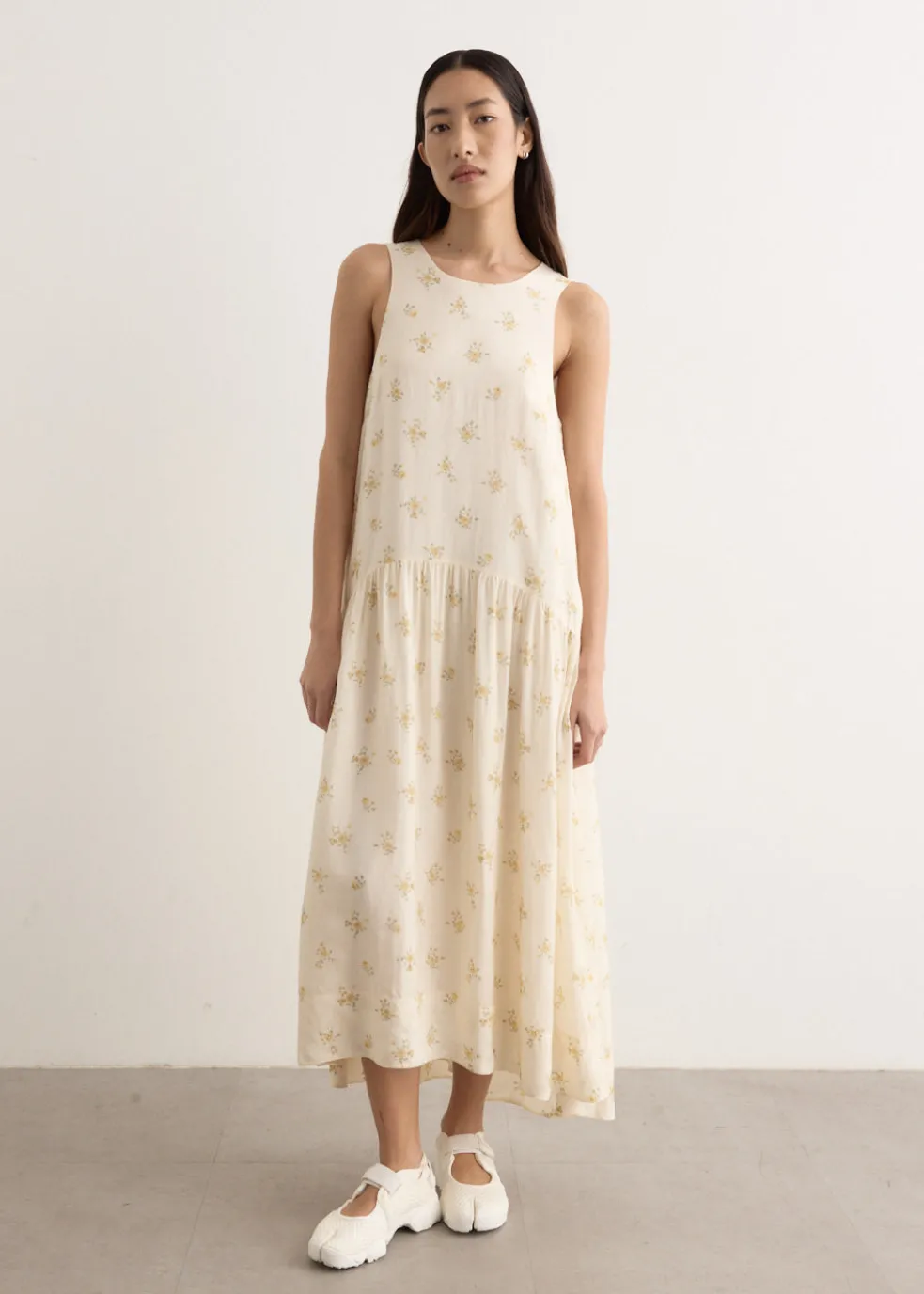 Printed Viscose Habotai Long Dress