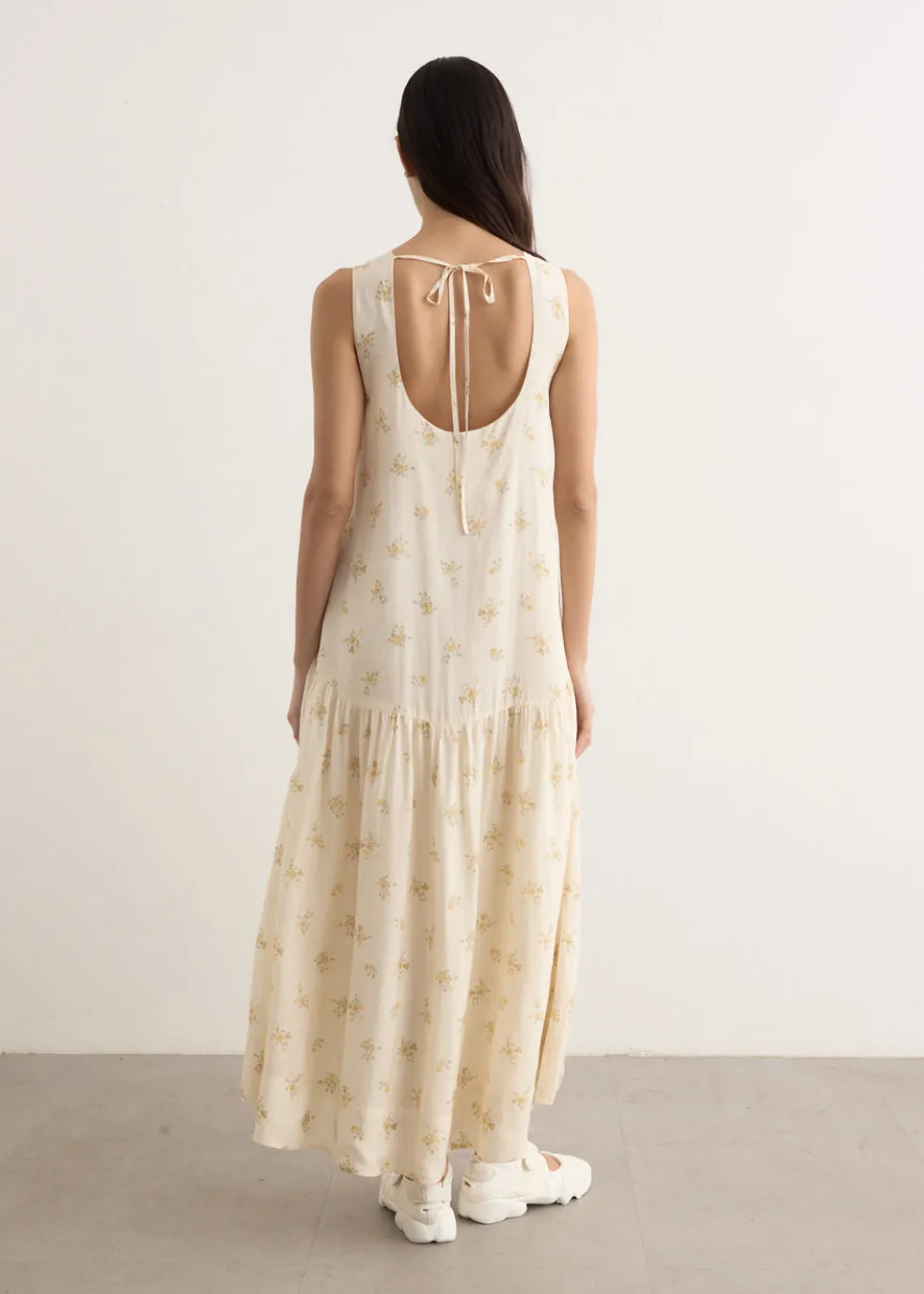 Printed Viscose Habotai Long Dress