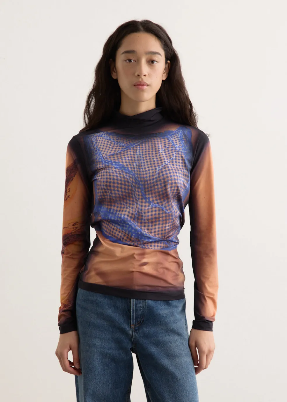 Recycled Draped Statue Jersey Highneck Top