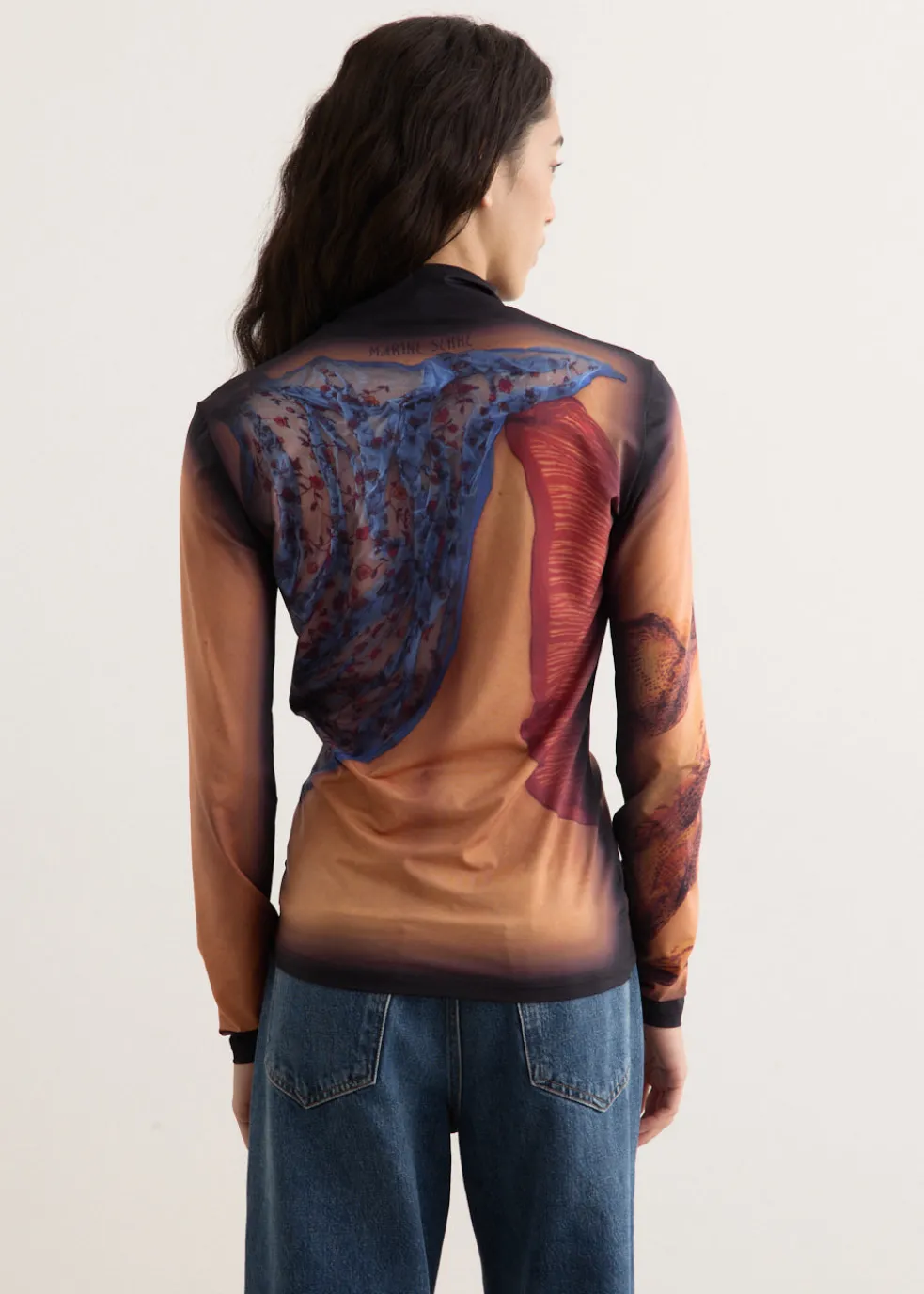 Recycled Draped Statue Jersey Highneck Top