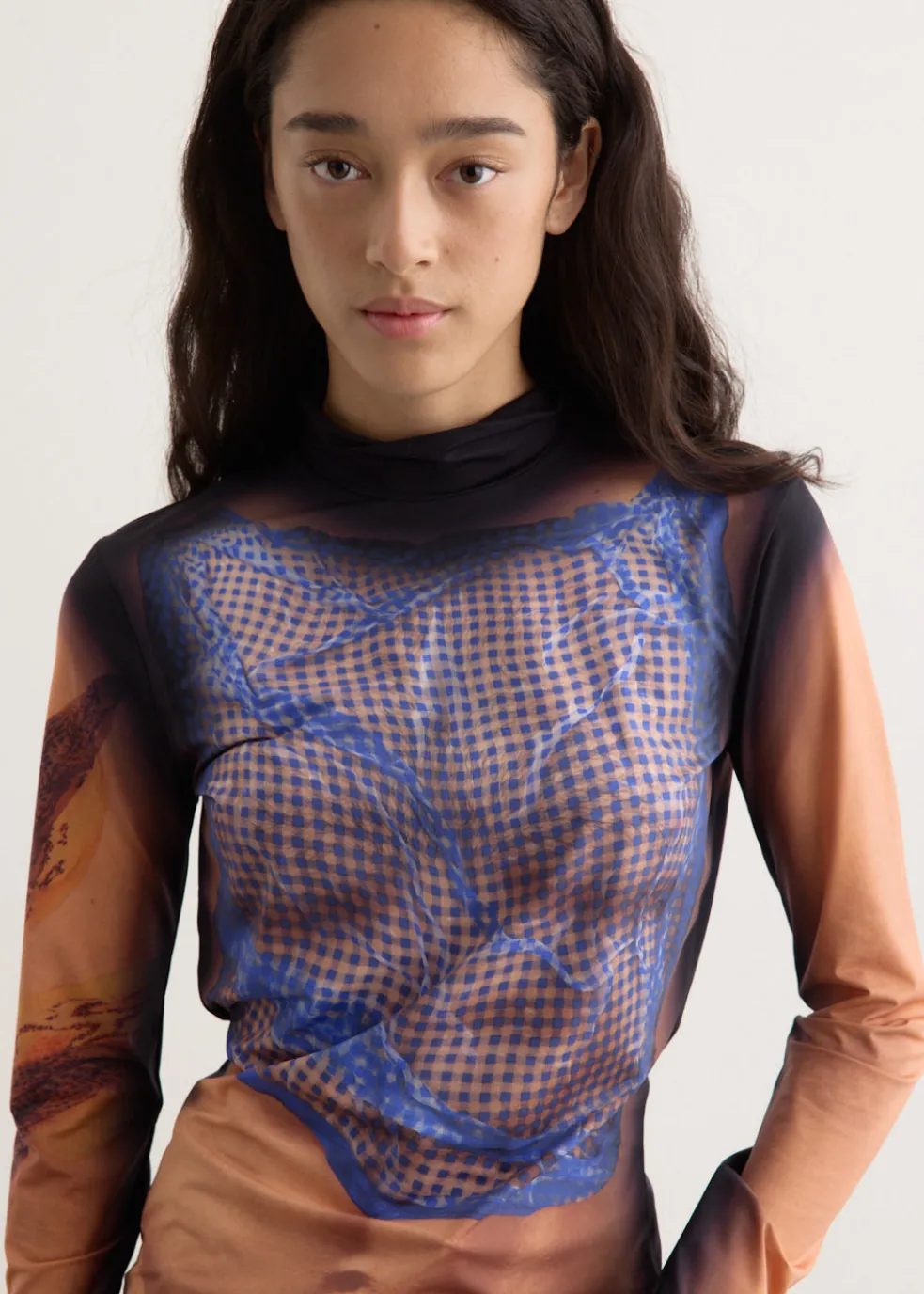 Recycled Draped Statue Jersey Highneck Top