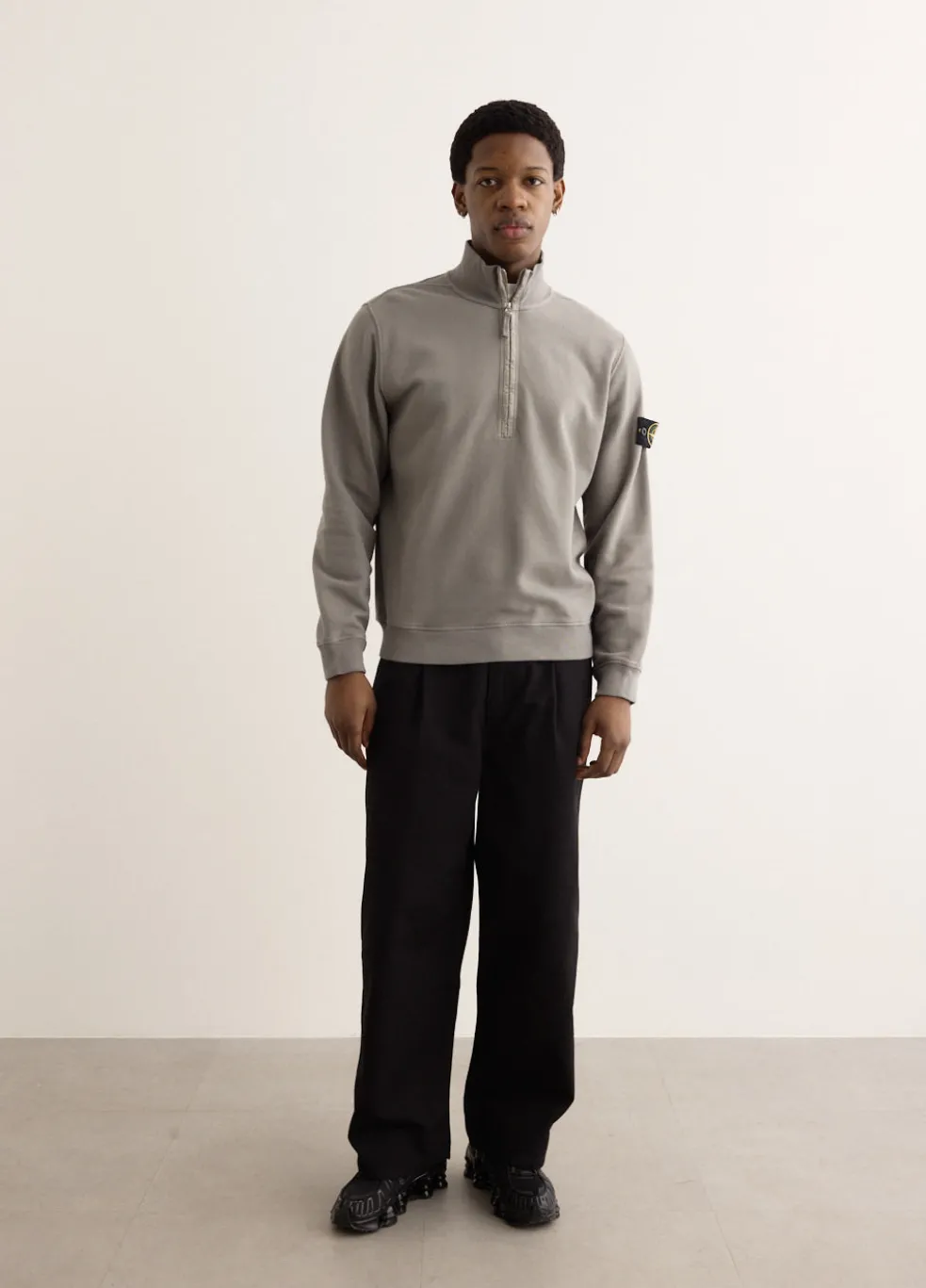 Regular Fit Organic Cotton Badge Half Zip Sweatshirt