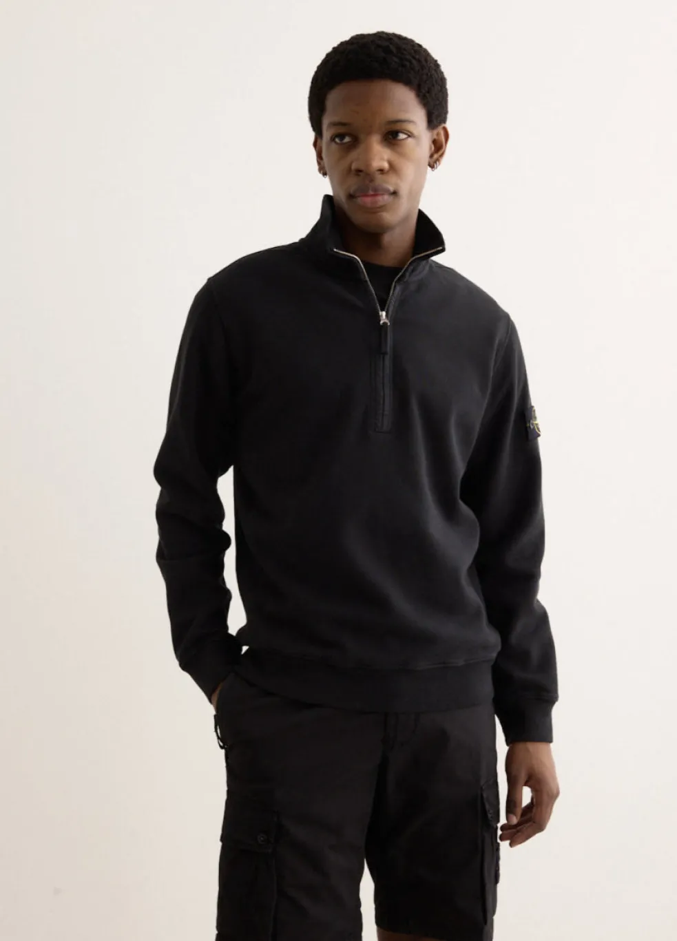 Regular Fit Organic Cotton Badge Half Zip Sweatshirt