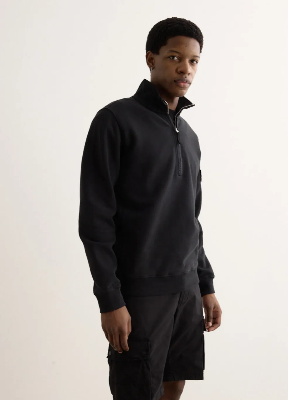 Regular Fit Organic Cotton Badge Half Zip Sweatshirt