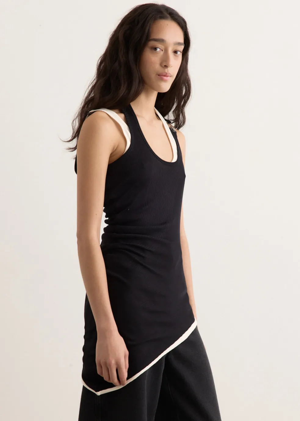 Ribbed Twisted Double Layer Tank Top