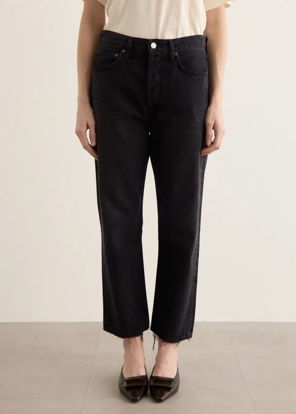 90's Crop Mid Rise Loose Straight Jeans