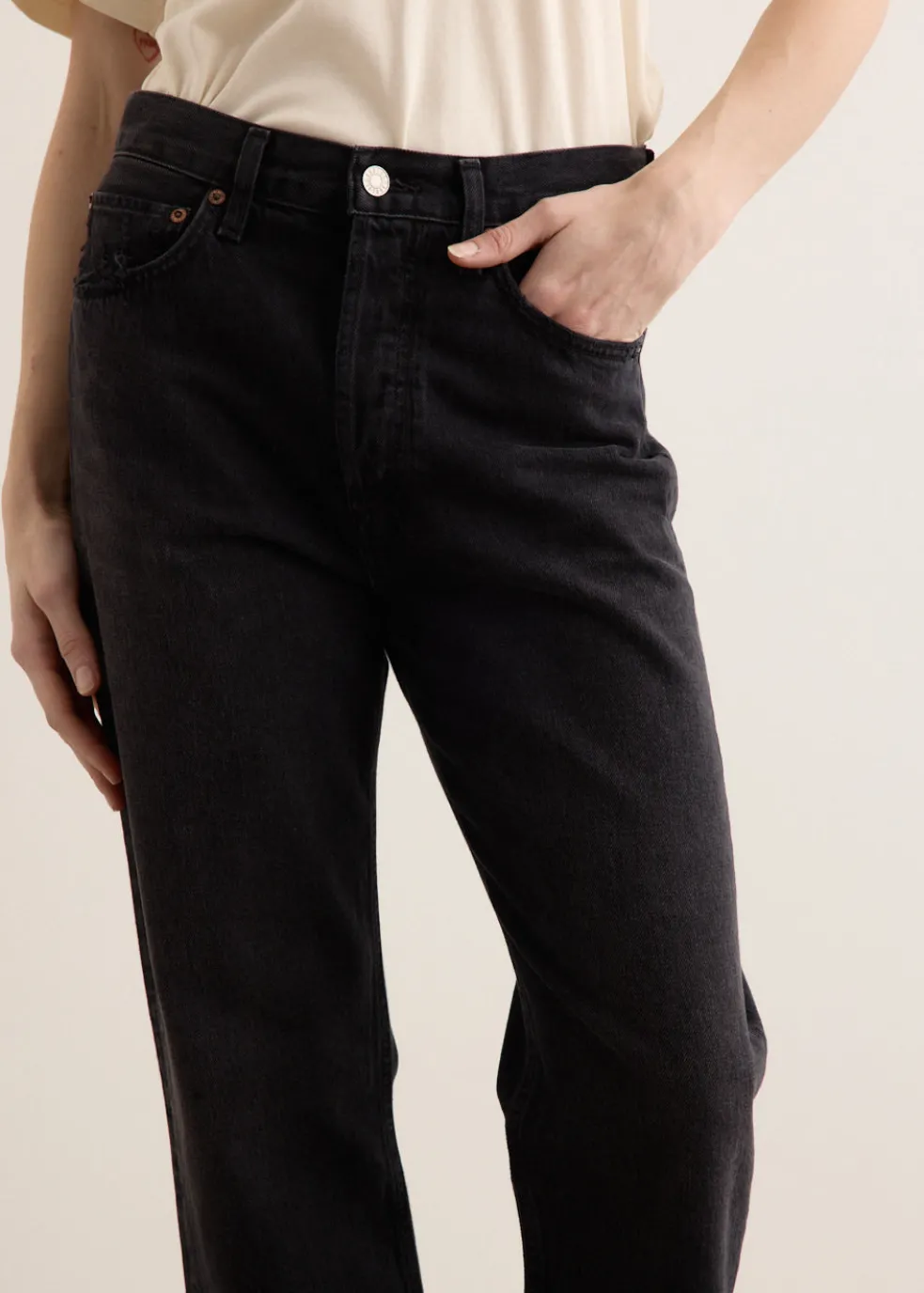 90's Crop Mid Rise Loose Straight Jeans