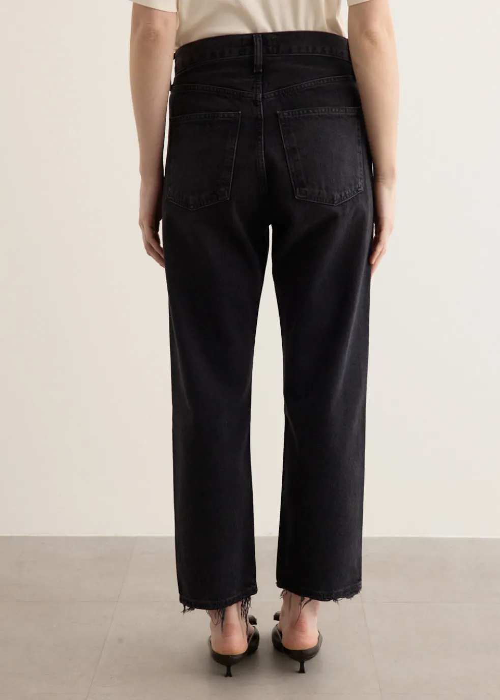 90's Crop Mid Rise Loose Straight Jeans