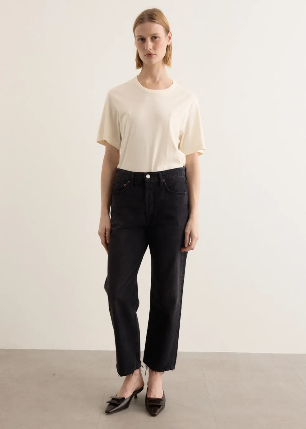 90's Crop Mid Rise Loose Straight Jeans