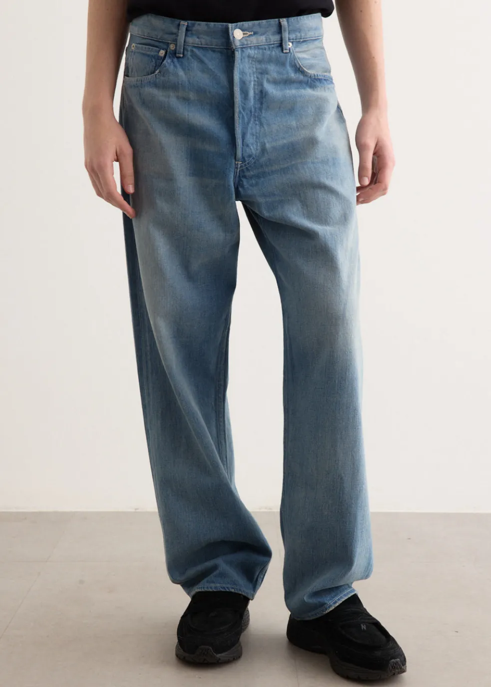 Selvedge Faded Light Denim Wide Pants