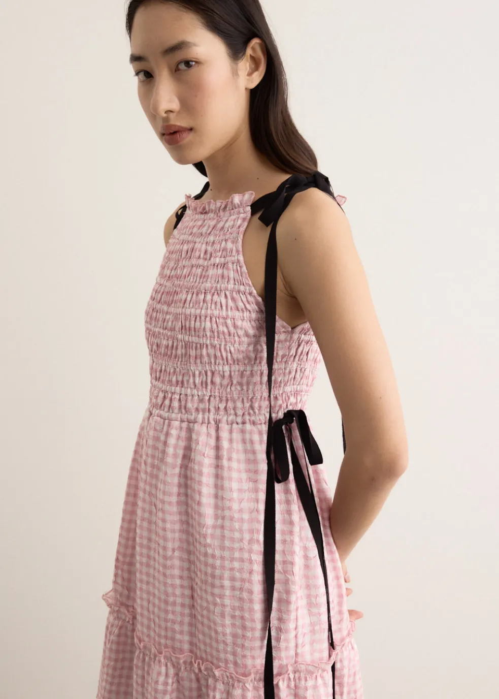 Shibori Pleat Maxi Smock Slip Dress