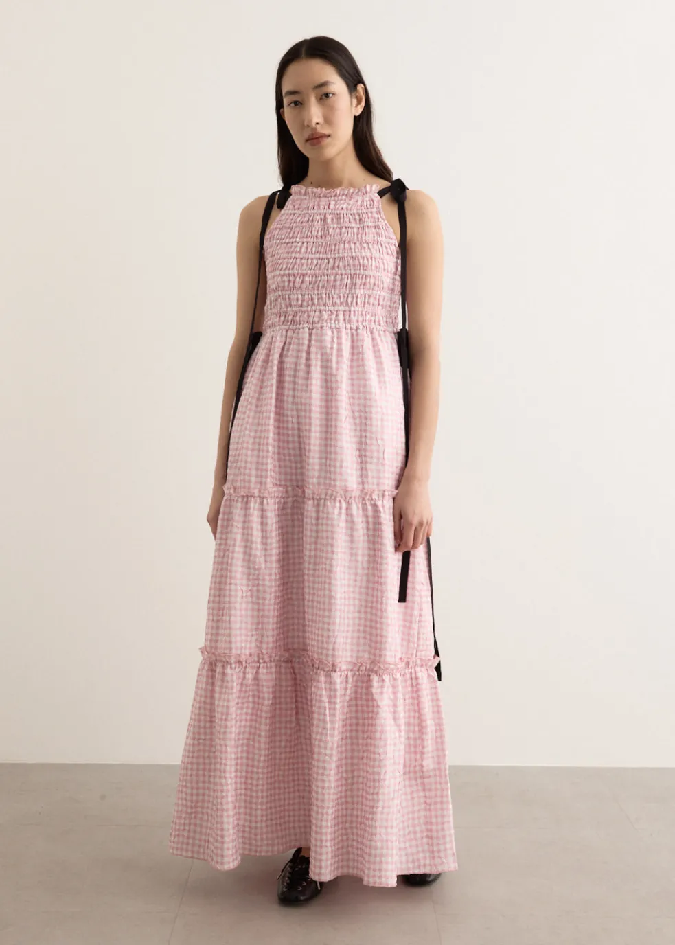 Shibori Pleat Maxi Smock Slip Dress