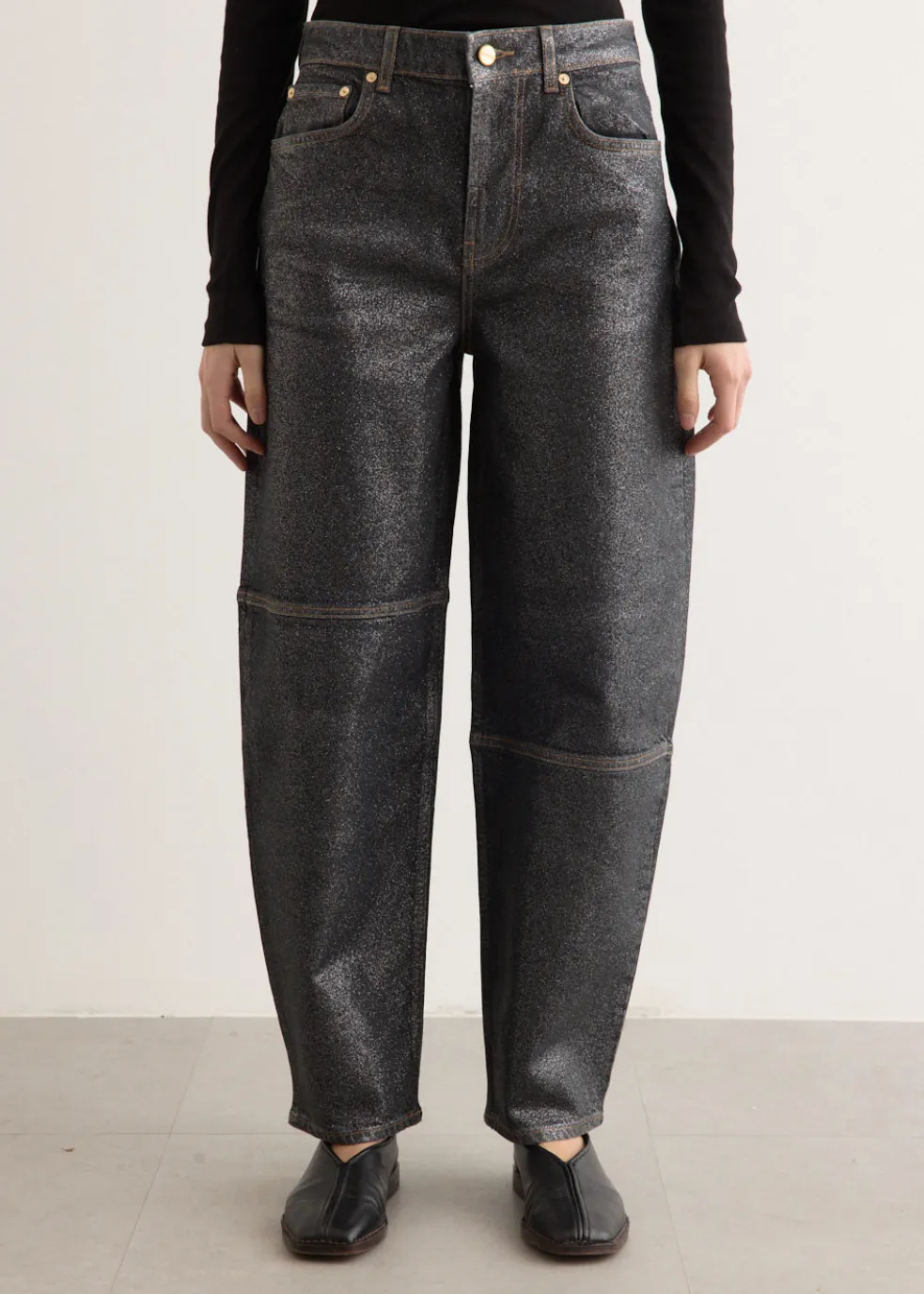 Shimmery Foil Denim Stary Jeans