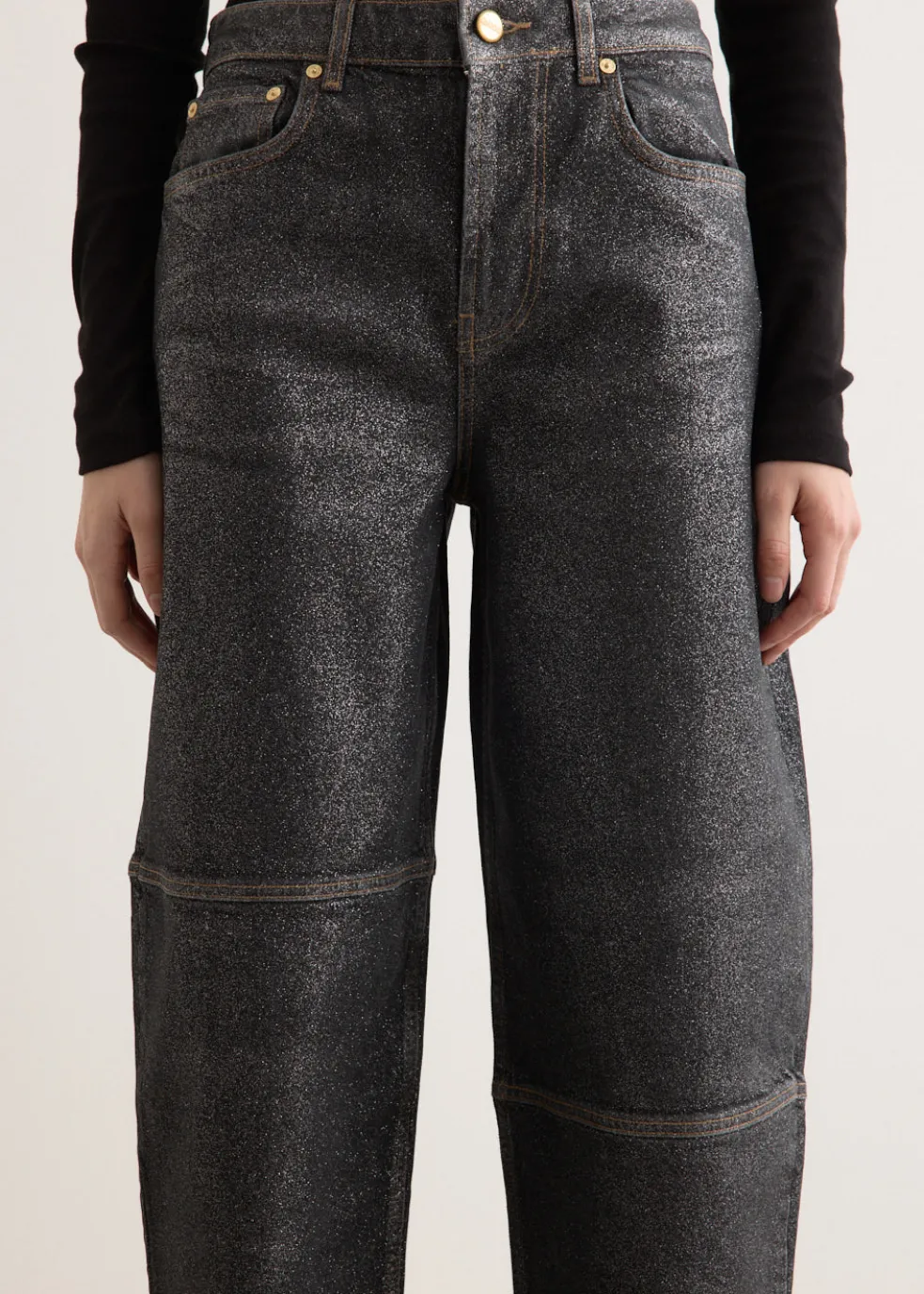 Shimmery Foil Denim Stary Jeans