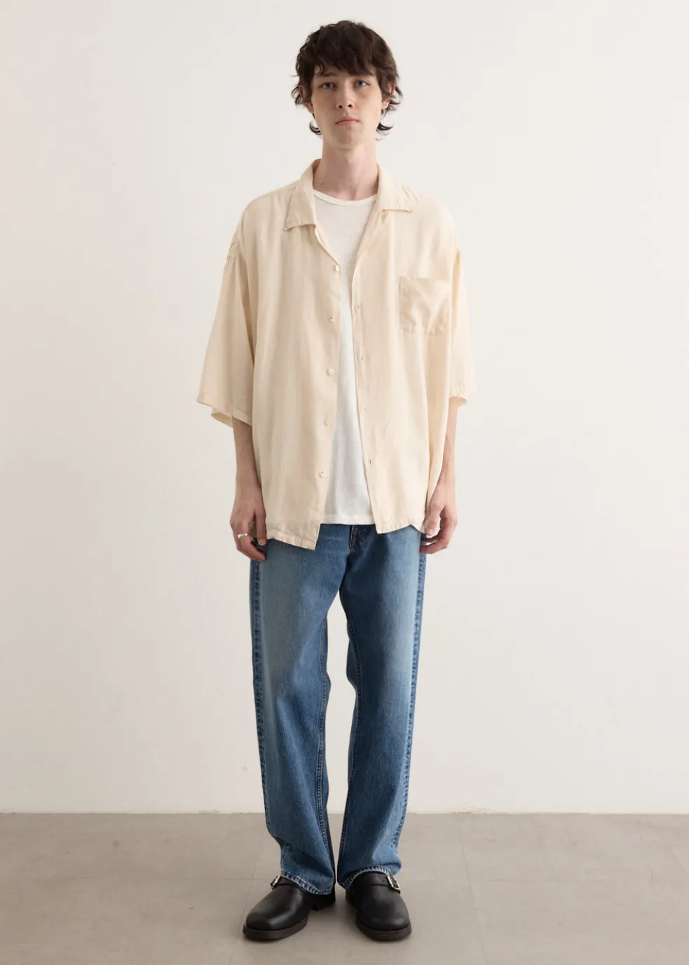 Soft Linen Open Collar BIG Shirt