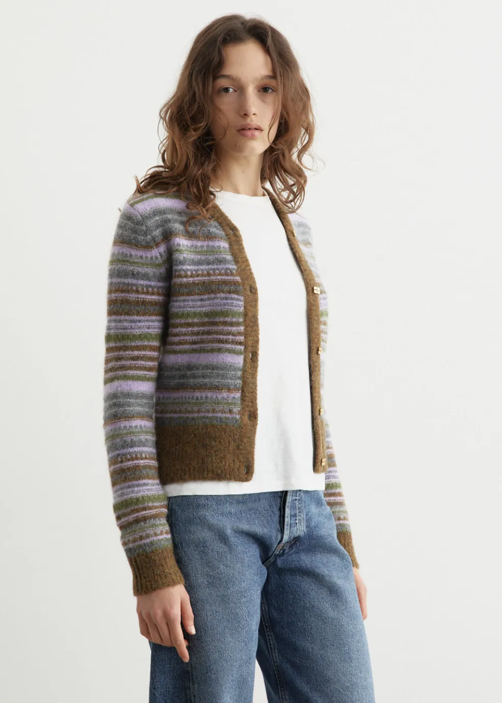 Soft Wool Stripe Cardigan