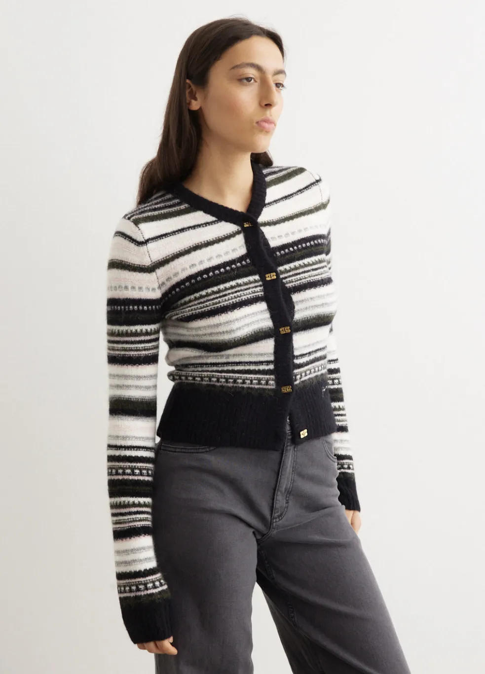 Soft Wool Stripe Cardigan