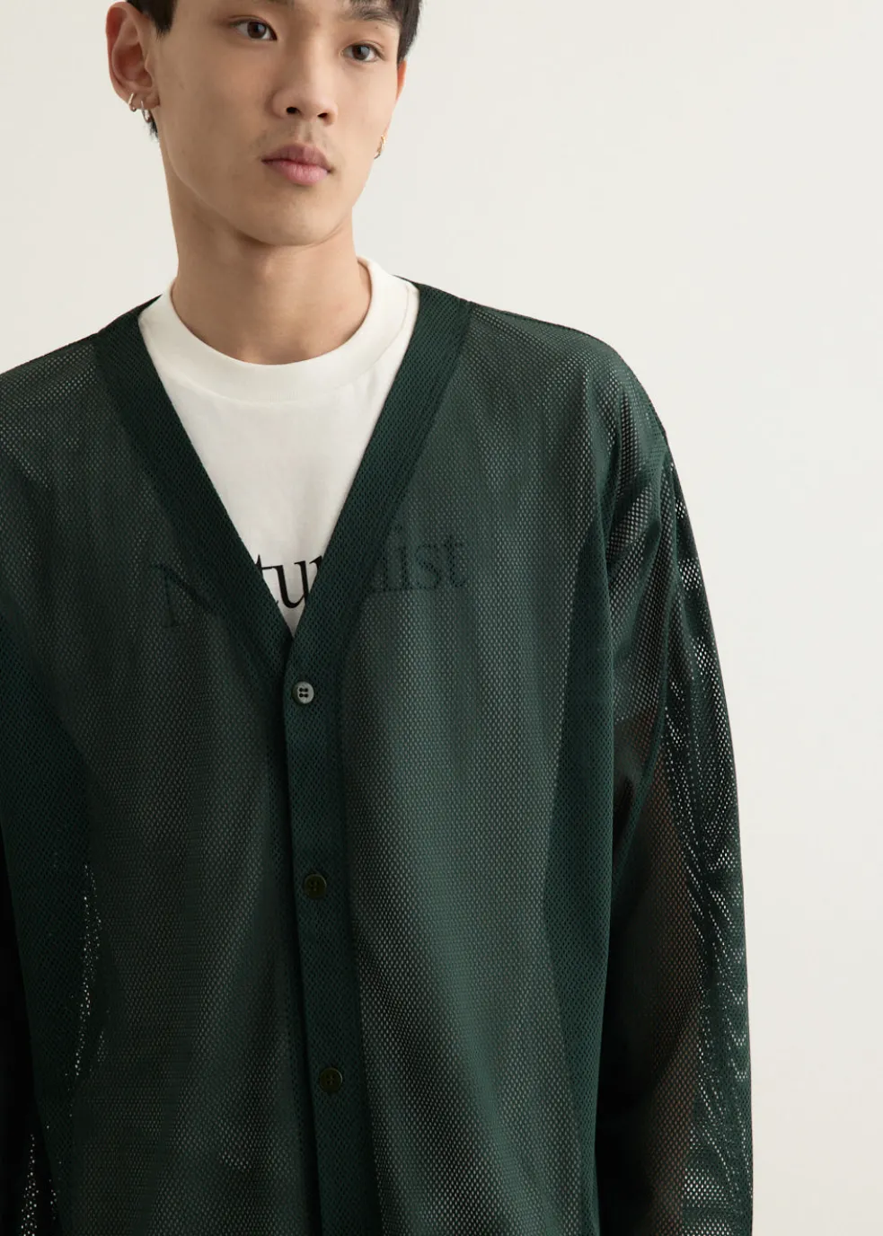 S.S. V Neck Knit Mesh Cardigan