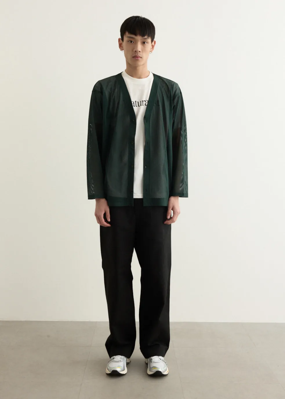 S.S. V Neck Knit Mesh Cardigan