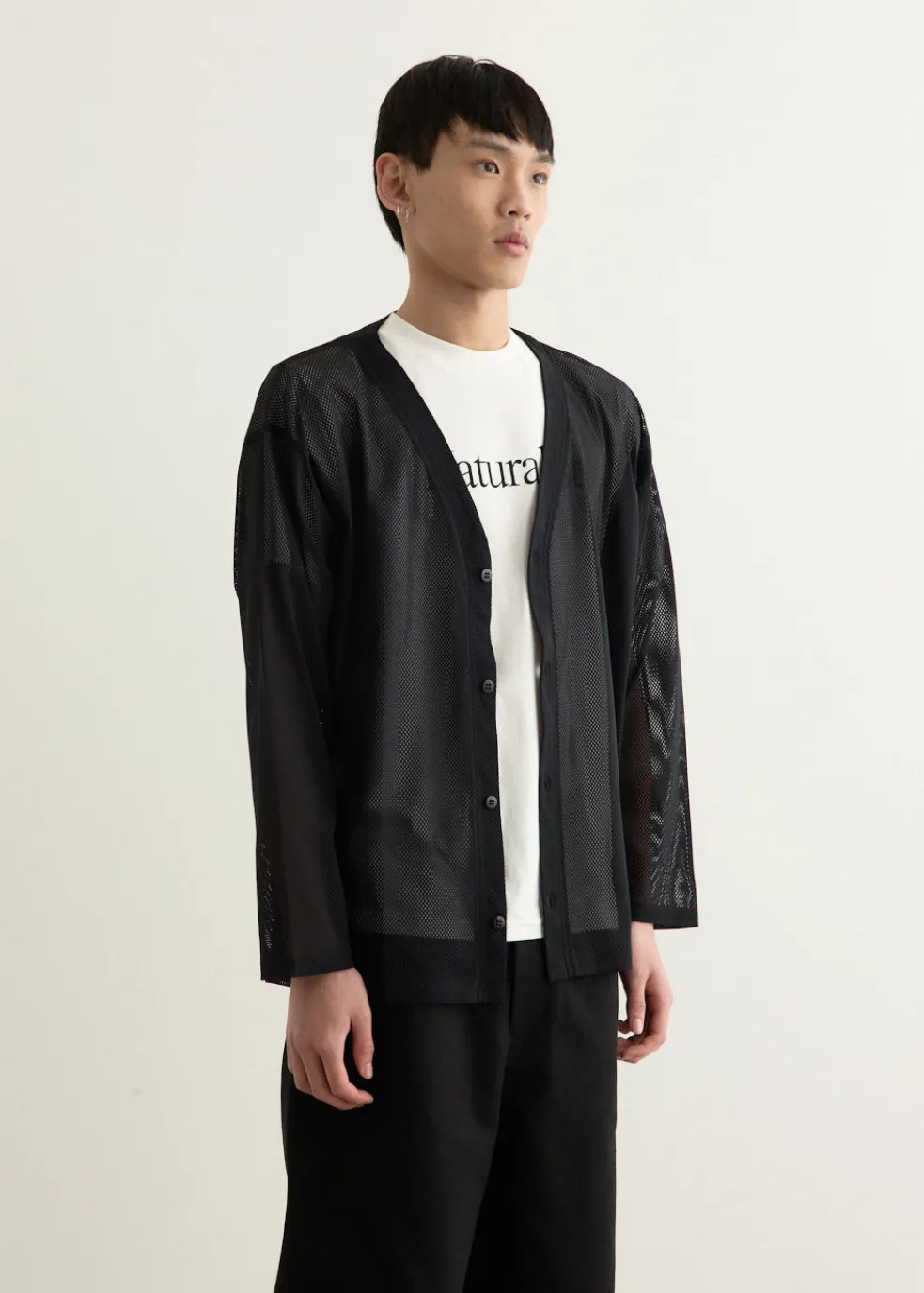 S.S. V Neck Knit Mesh Cardigan