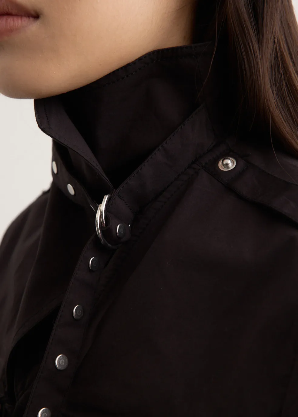 Stretch Cotton Cowl Neck Blouse