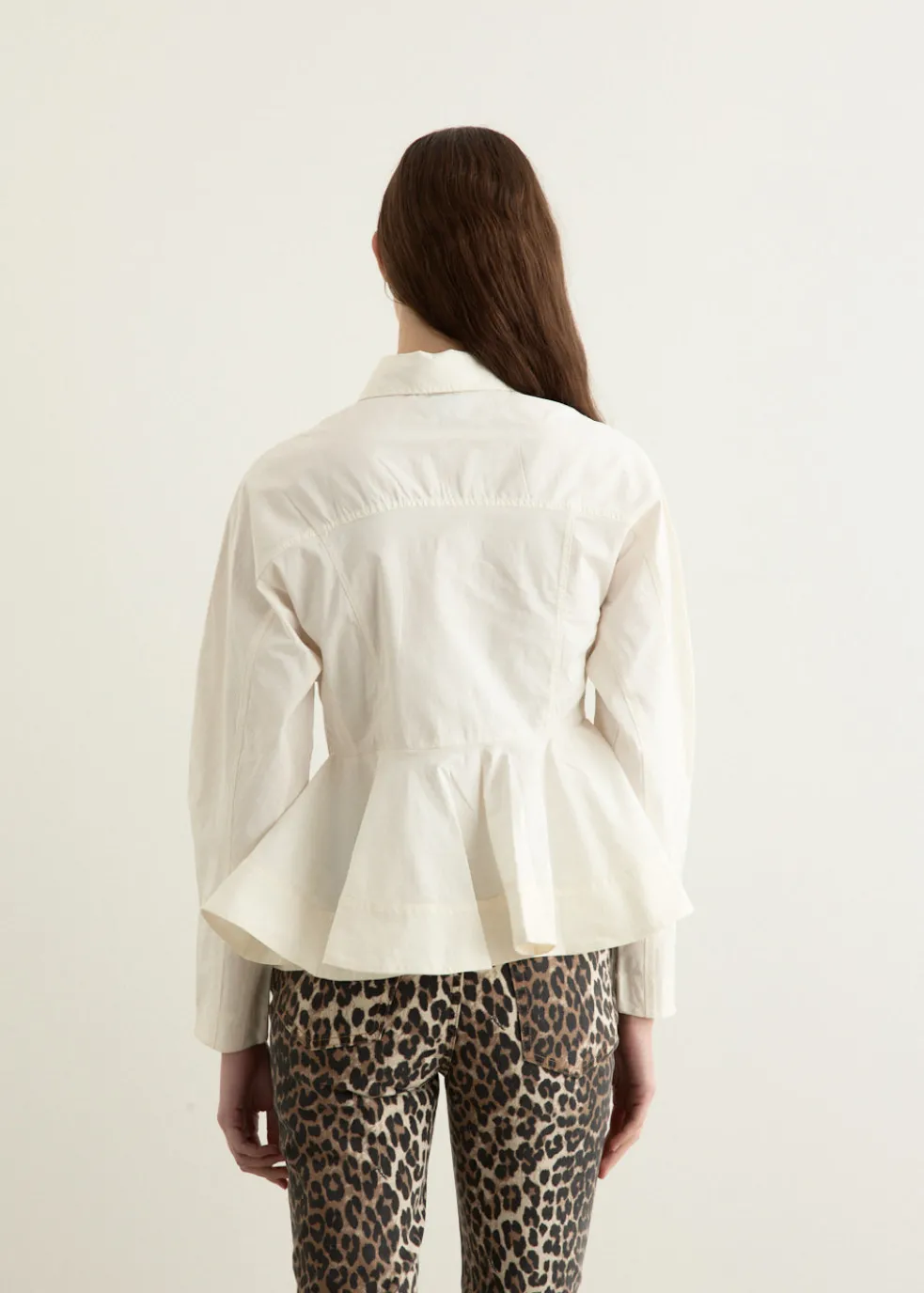 Stretch Cotton Peplum Shirt