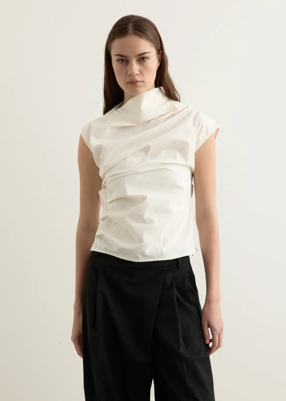 Stretch Cotton Ruched Top