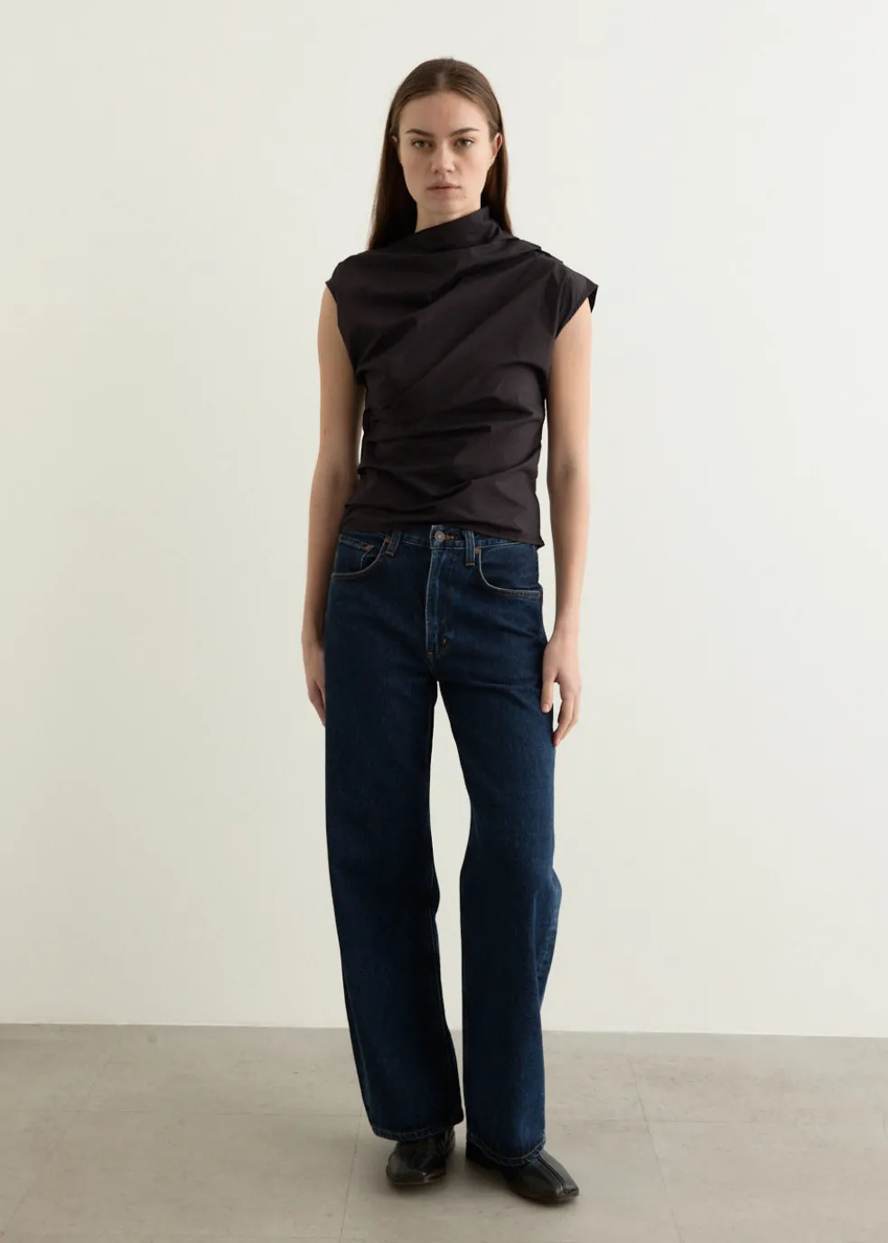 Stretch Cotton Ruched Top