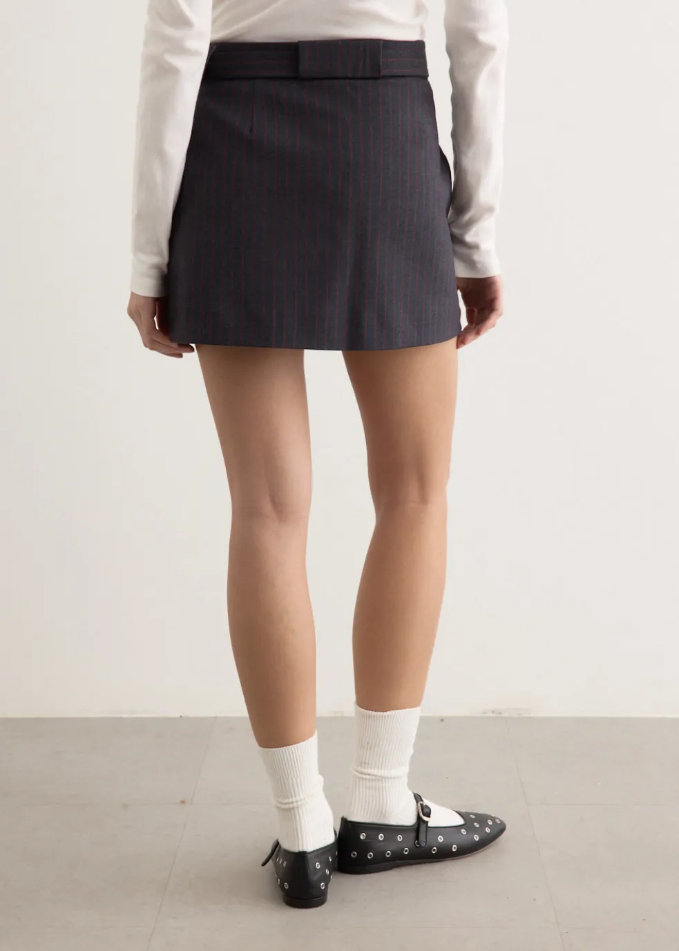 Stretch Stripe Tailoring Mini Skirt