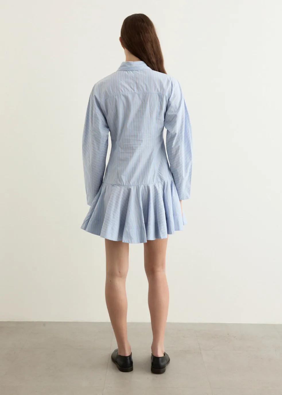 Stripe Cotton Buttoned Mini Dress