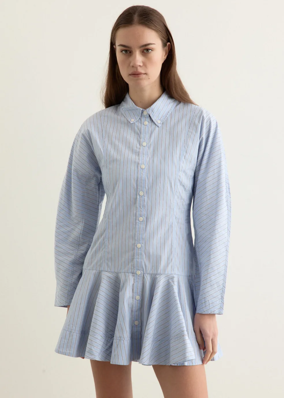 Stripe Cotton Buttoned Mini Dress