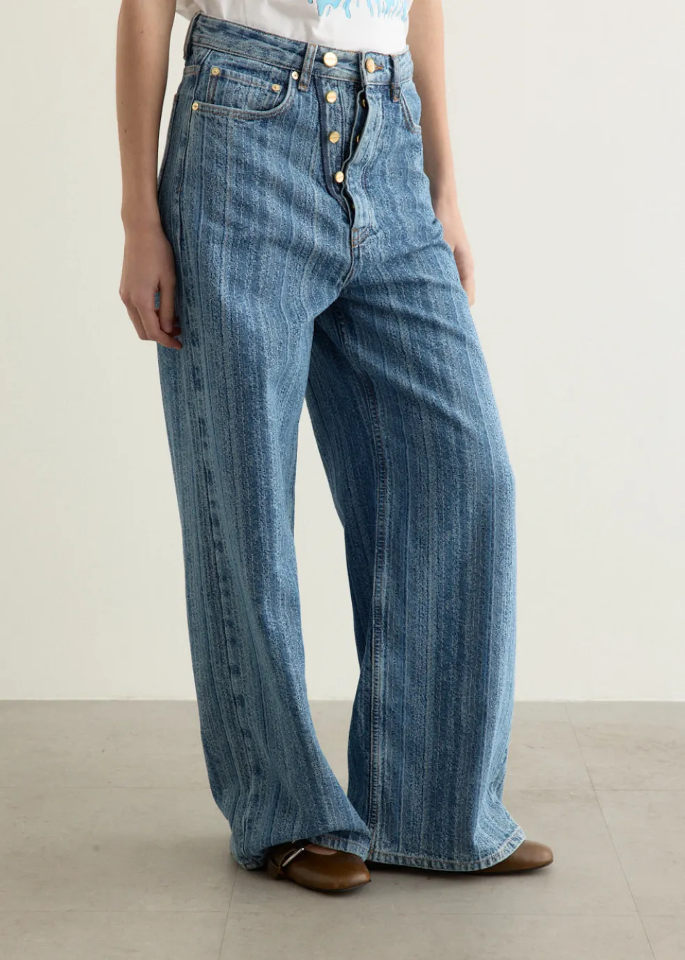 Structured Denim Double Fly Baggy Jeans