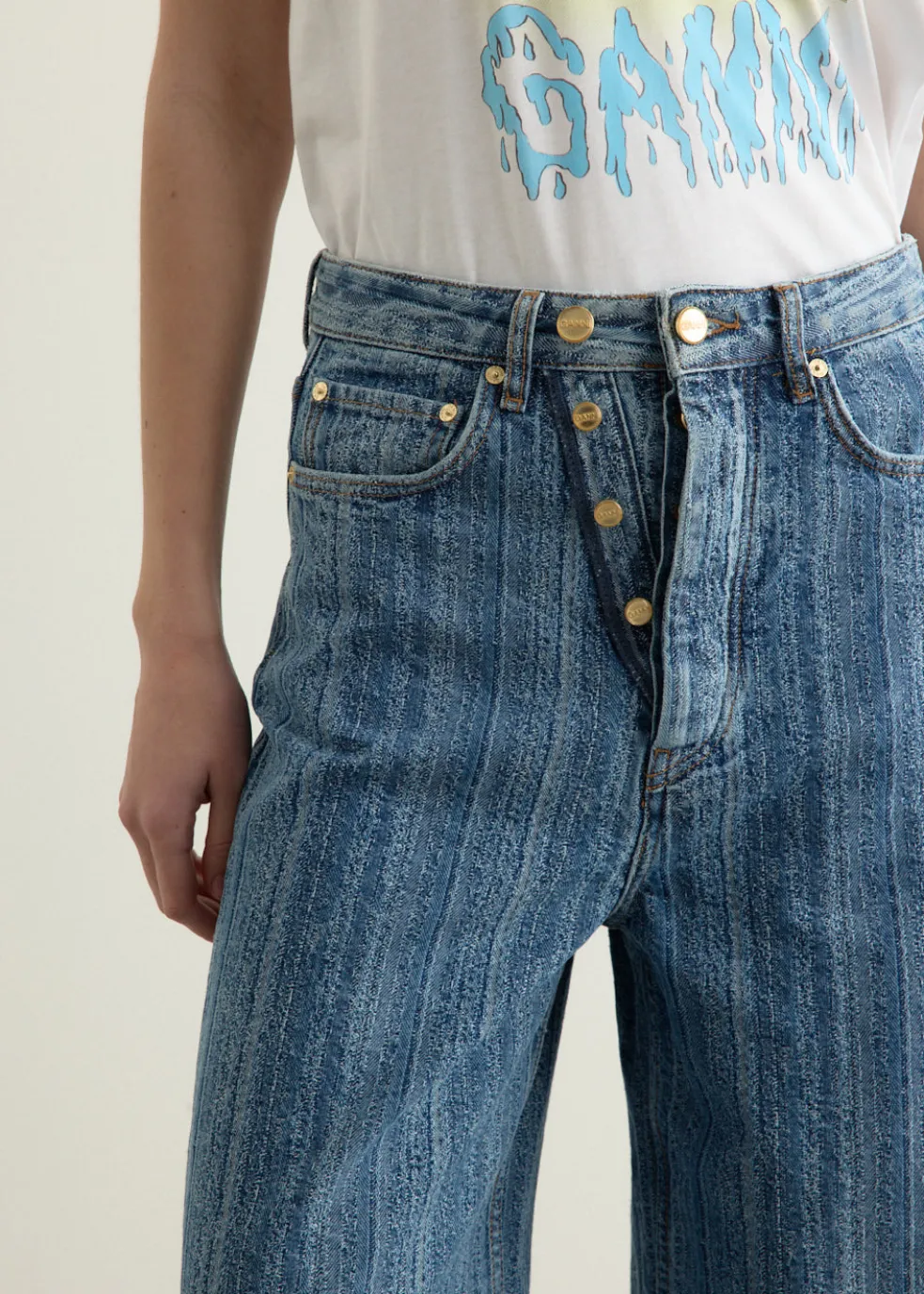 Structured Denim Double Fly Baggy Jeans