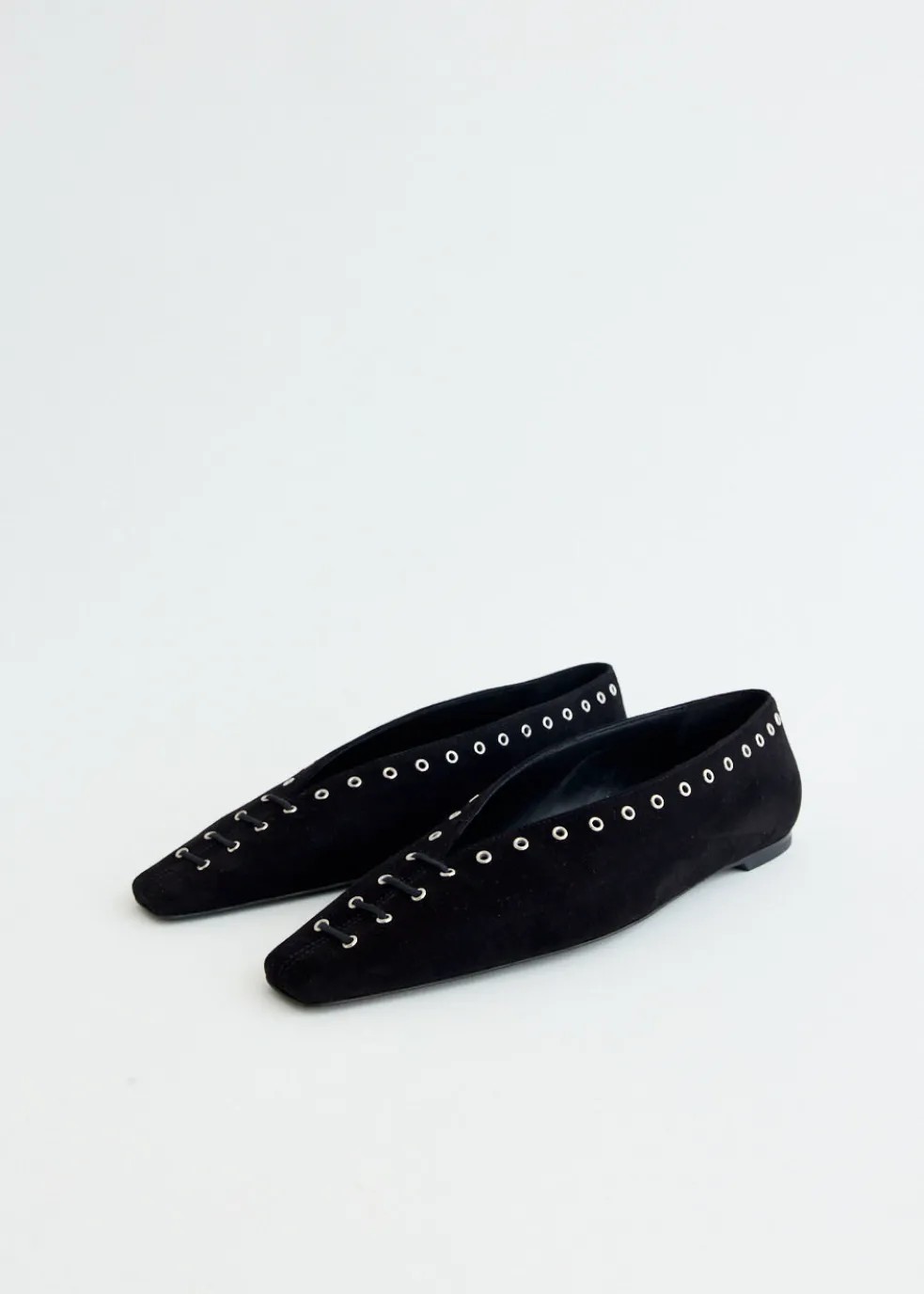 Suede Lace Up Ballerinas