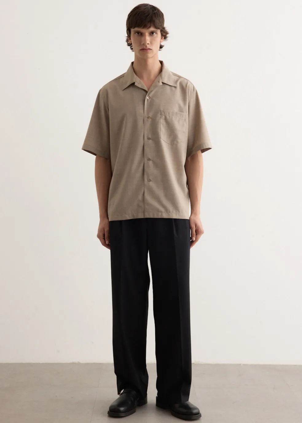 Super Fine Tropical Wool Open Collar Shirt