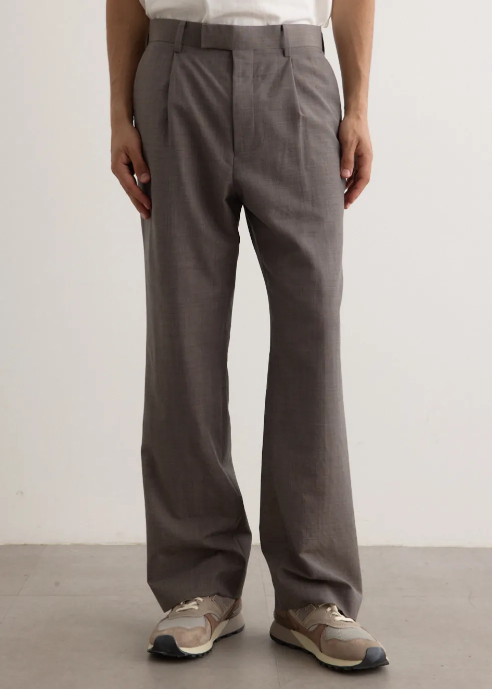 Tropical Wool Kid Mohair One-Tuck Slacks