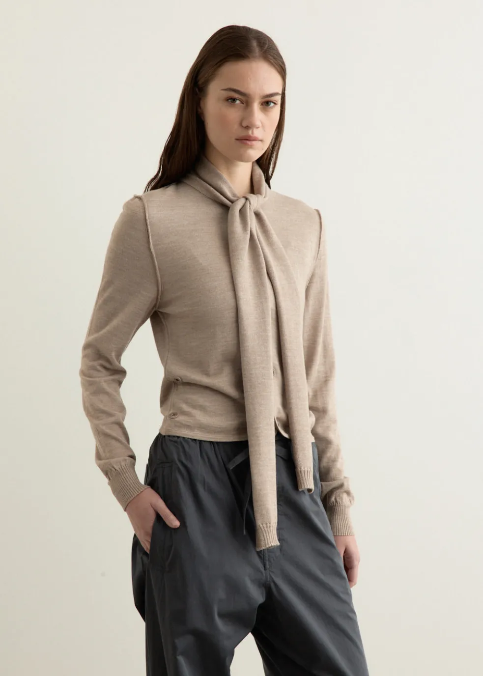 Twisted Cardigan With Scarf