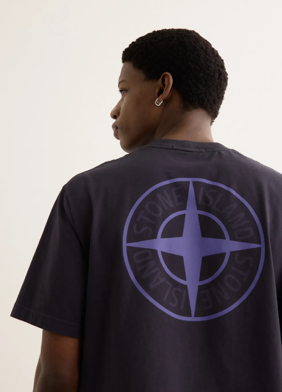 Two Tone Compass Logo Print T-Shirt