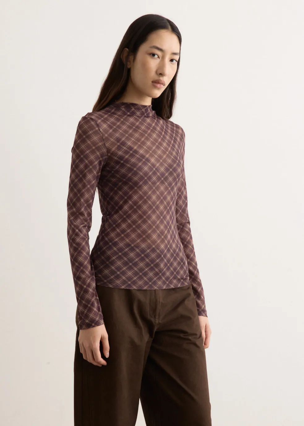 Tyne Long Sleeve Check Top