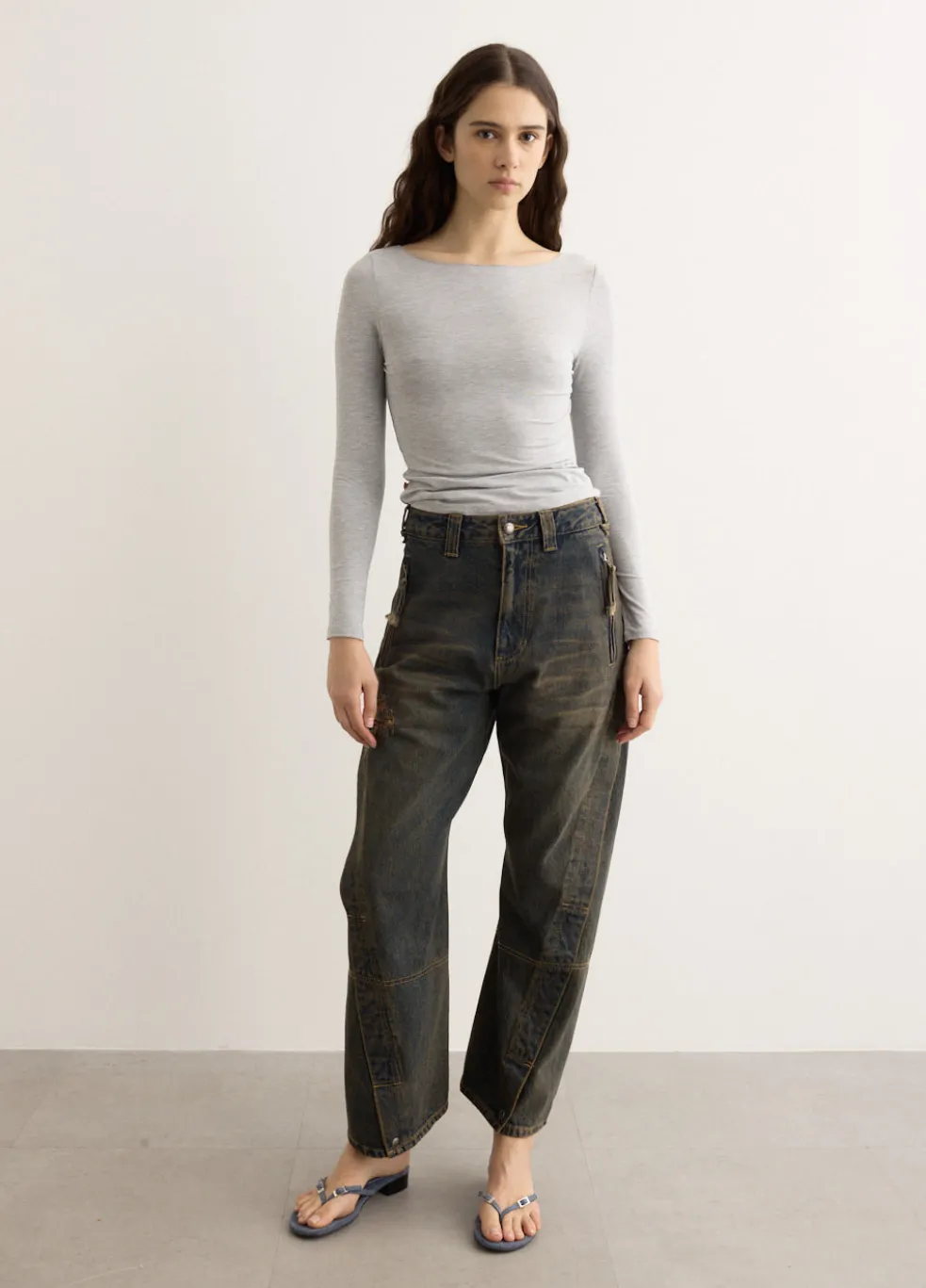 Unisex Twisted Zipper Pocket Jeans