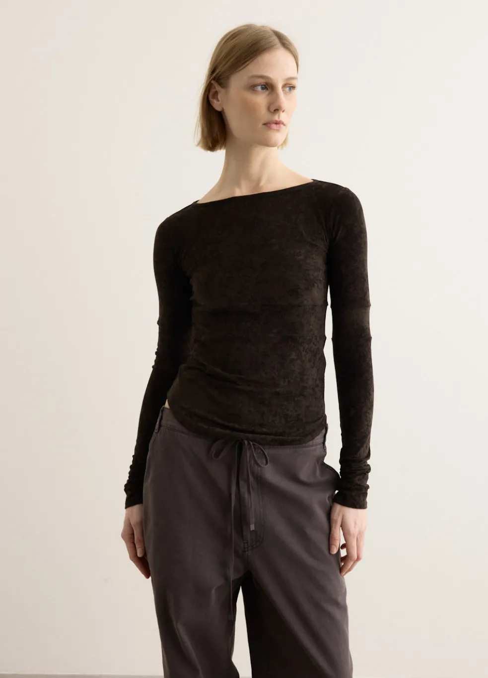 Velvet Corset Point Sleeve Top