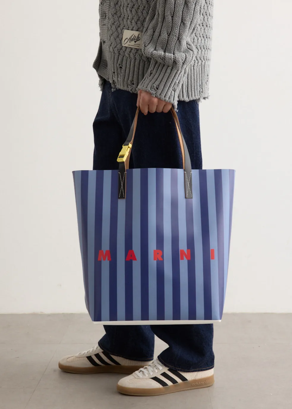 Vertical Stripe Shopping Tote Bag