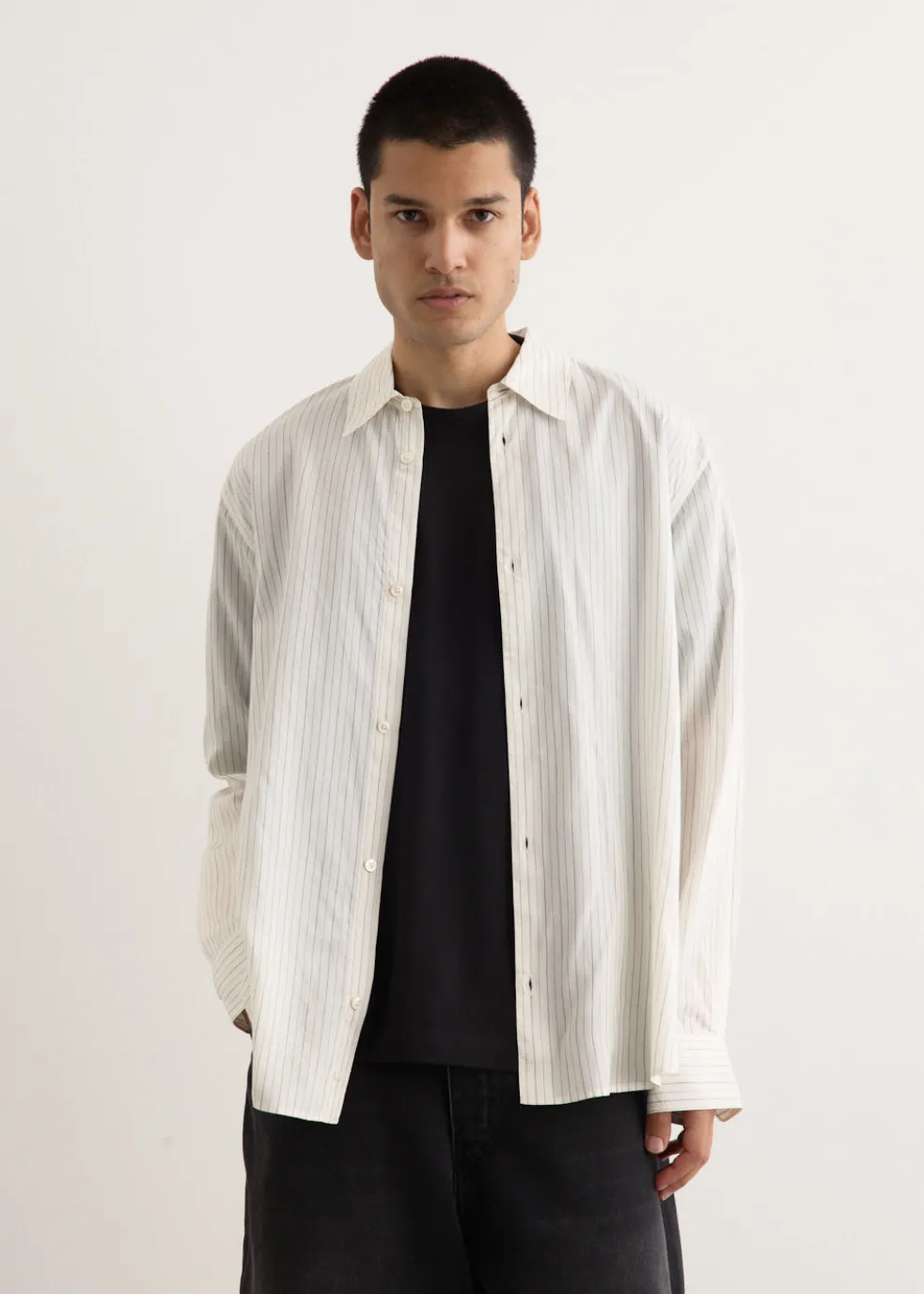 View Stripe Silk Boxy Shirt