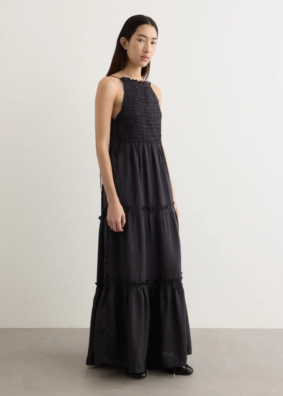 Viscose Habotai Maxi Smock Slip Dress