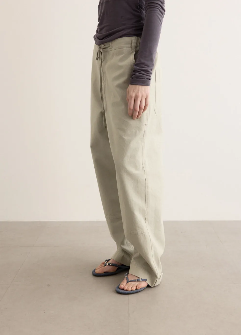 Washed Cotton Wide Pants